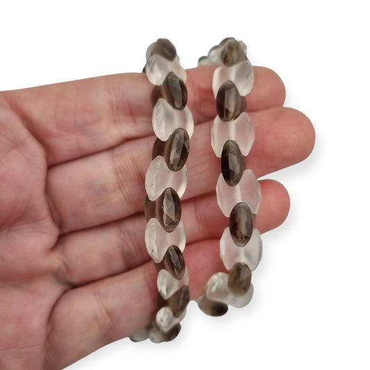 Handcrafted boho-style vintage necklace with faceted smoky and clear beads, c. 1980–2000