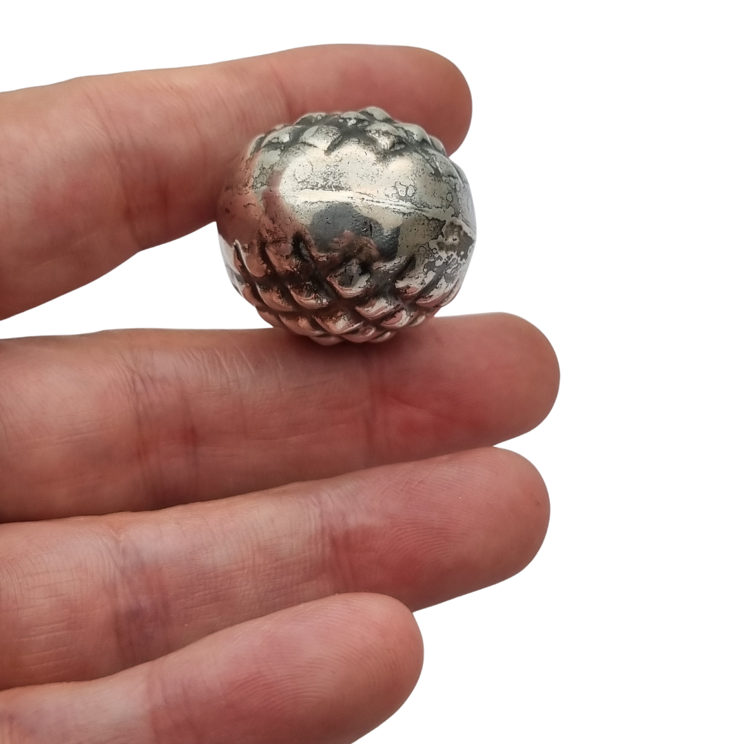 Sterling silver miniature perfume bottle in the form of a pineapple, circa 1970–1980