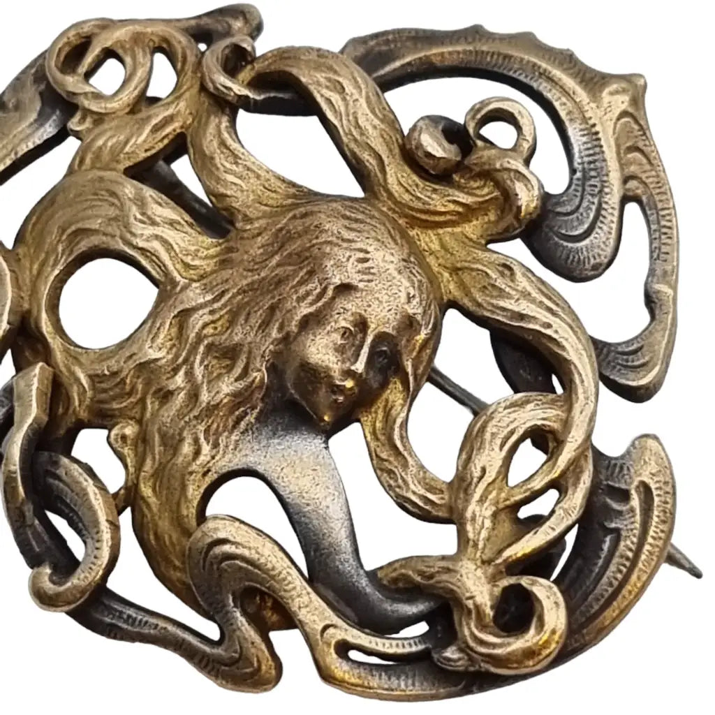 Broche de ninfa modernista broche mujer antiguo francés Art Nouveau pelo