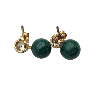 Vintage earrings you and I vintage gold-plated, cubic zirconia and green spheres · Spain, ca. 1980