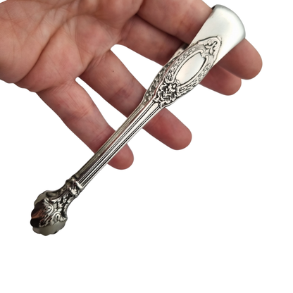 Rococo style French silver sugar tongs, .800 silver, early 20th century