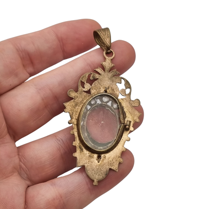 Antique Victorian mourning locket and sentimental jewelry with onyx and rhinestones, Spain, ca. 1890–1920