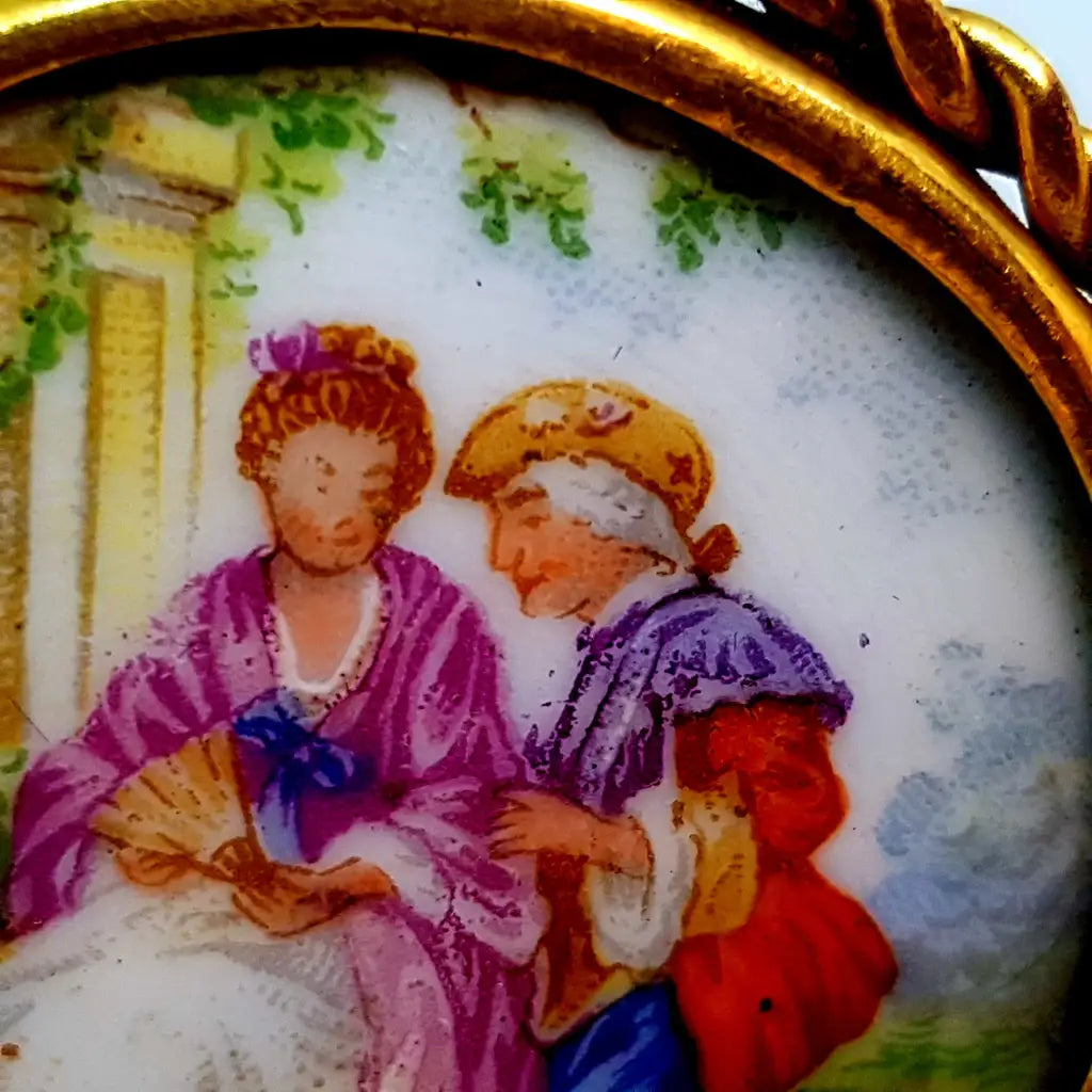Broche vintage broche de Limoges francés porcelana Limoges.