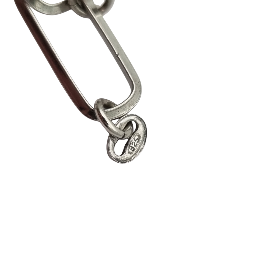 Italian 925 sterling silver chain with rectangular geometric links 1970-80