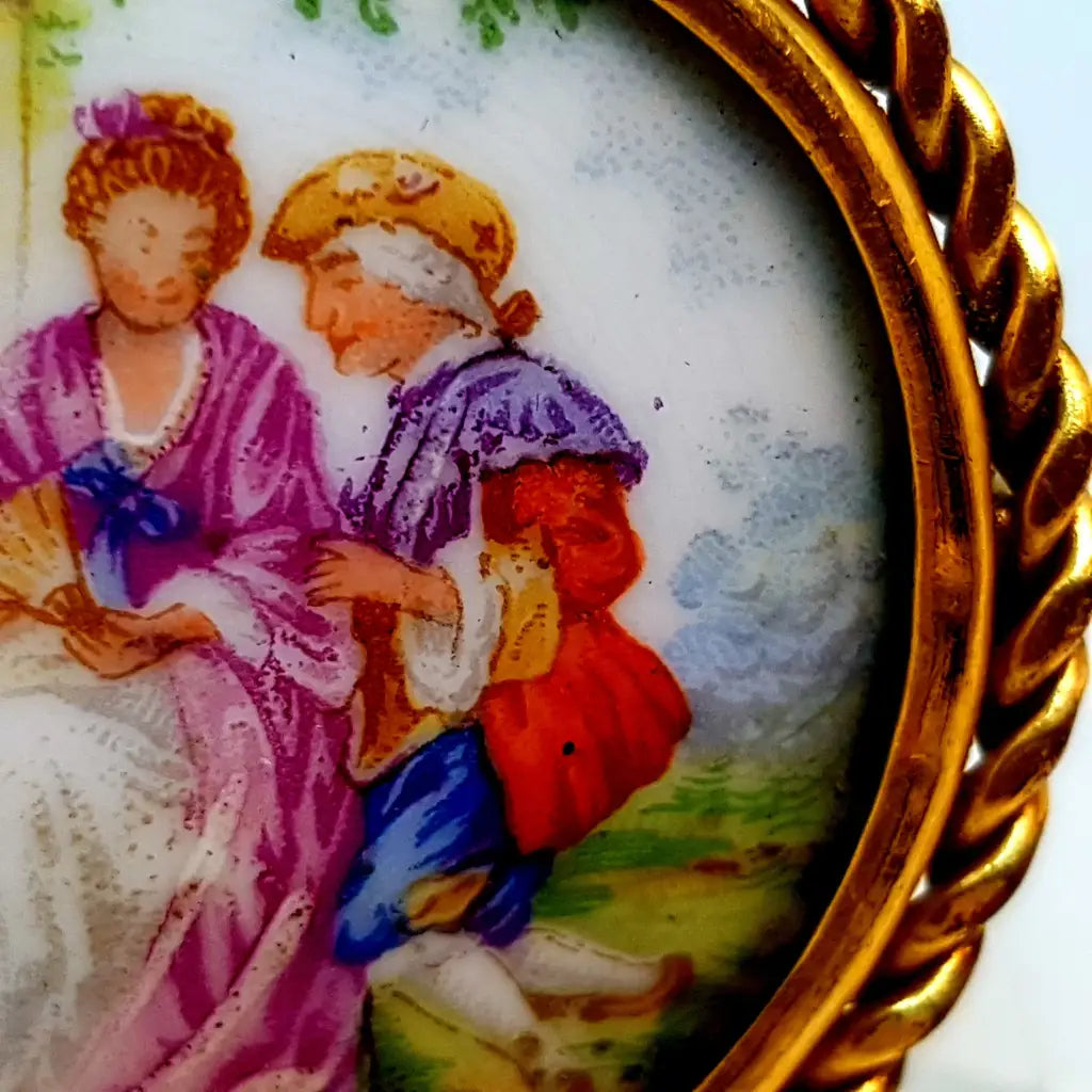 Broche vintage broche de Limoges francés porcelana Limoges.