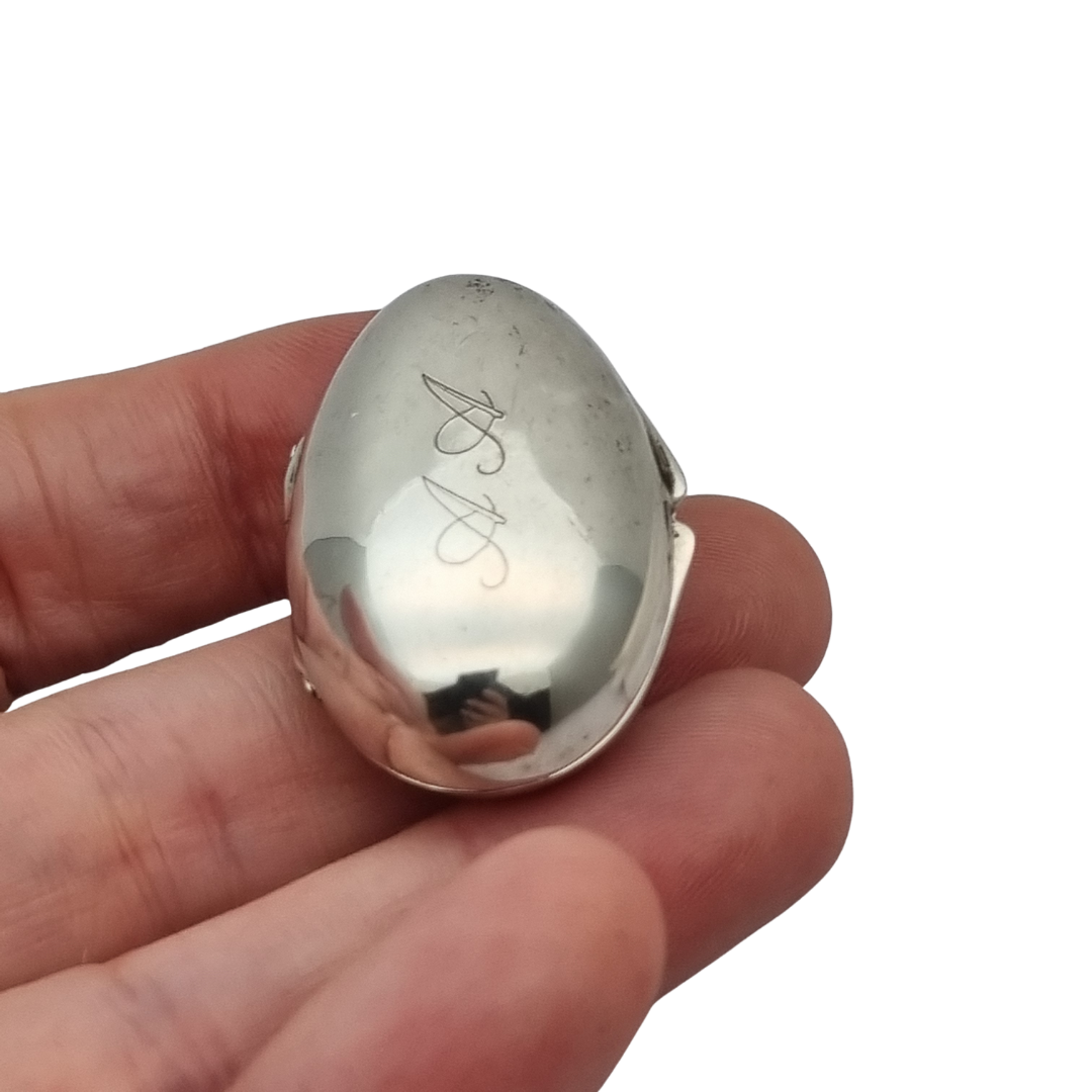 925 Sterling Silver Box Gardenia Preziosi Italy, Polished Oval Design, 20th Century
