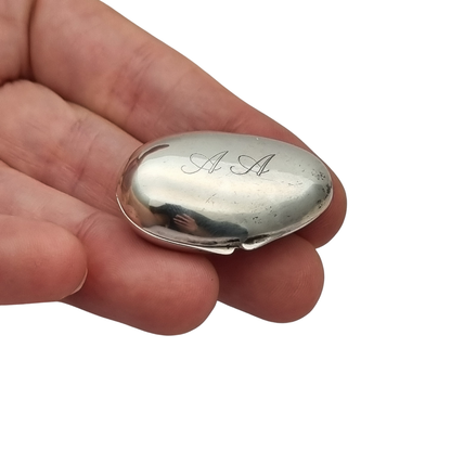 925 Sterling Silver Box Gardenia Preziosi Italy, Polished Oval Design, 20th Century