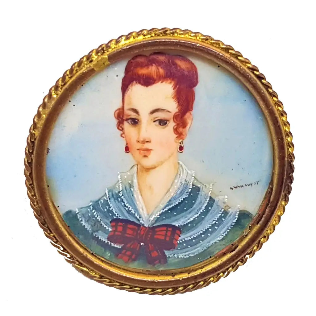 Broche de señora pintado a mano en miniatura victoriana camafeo