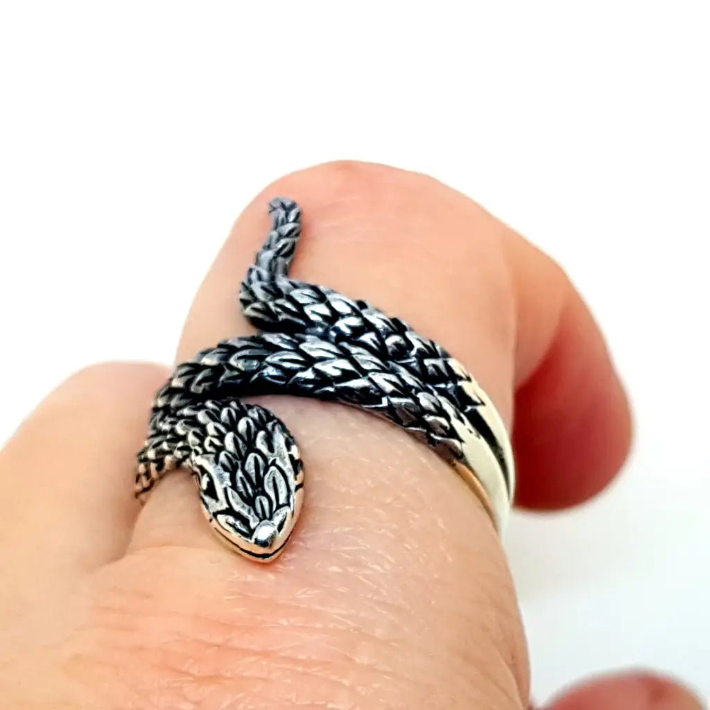 Anillo de serpiente plata ley boho joyería para mujer anillo