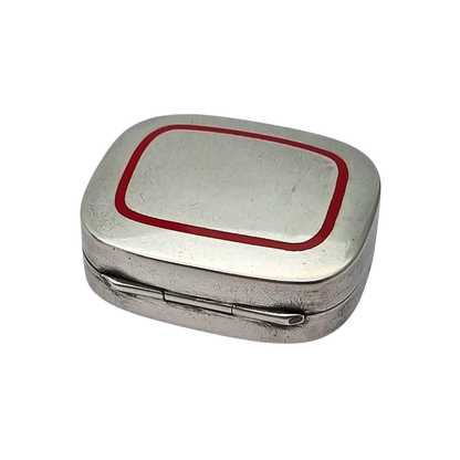 Classic style 925 silver box with red enamel, Italy circa 1970-80