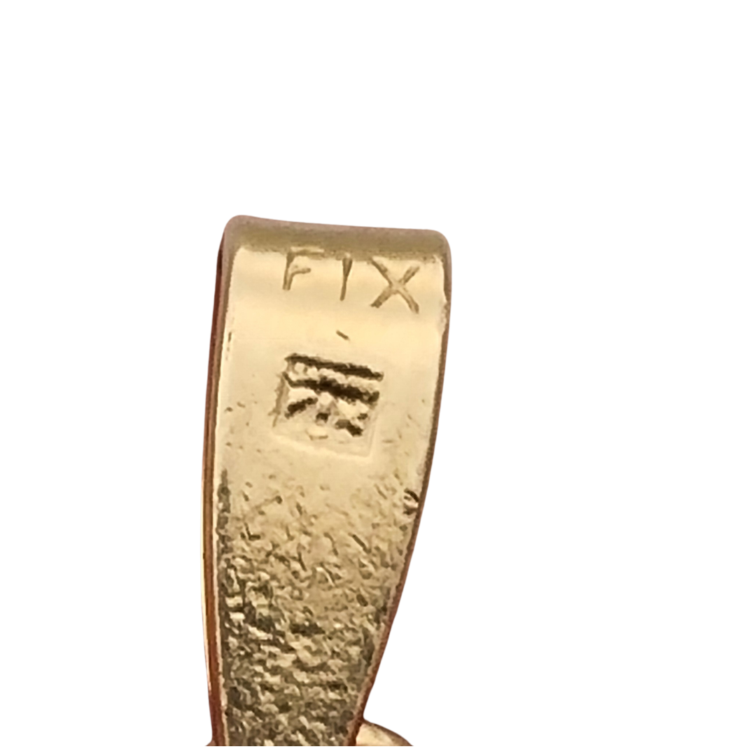 Colgante francés FIX Art Déco en oro laminado con piedra azul facetada, circa 1930–1940