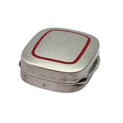 Classic style 925 silver box with red enamel, Italy circa 1970-80