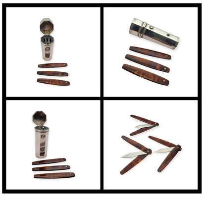 Georgian silver lancet case with complete set, collectible medical instruments, French Neoclassical circa 1790–1840