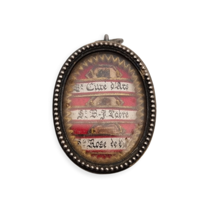 French Catholic three-relic silver reliquary, sealed, historicist devotional circa 1905–1925