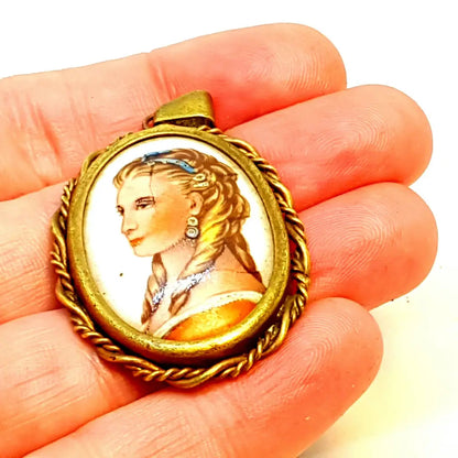 Broche Limoges vintage joyería francesa para mujer pintura de porcelana antigua