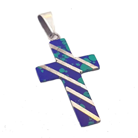 Cruz de azurita cruz plata azul colgante malaquita