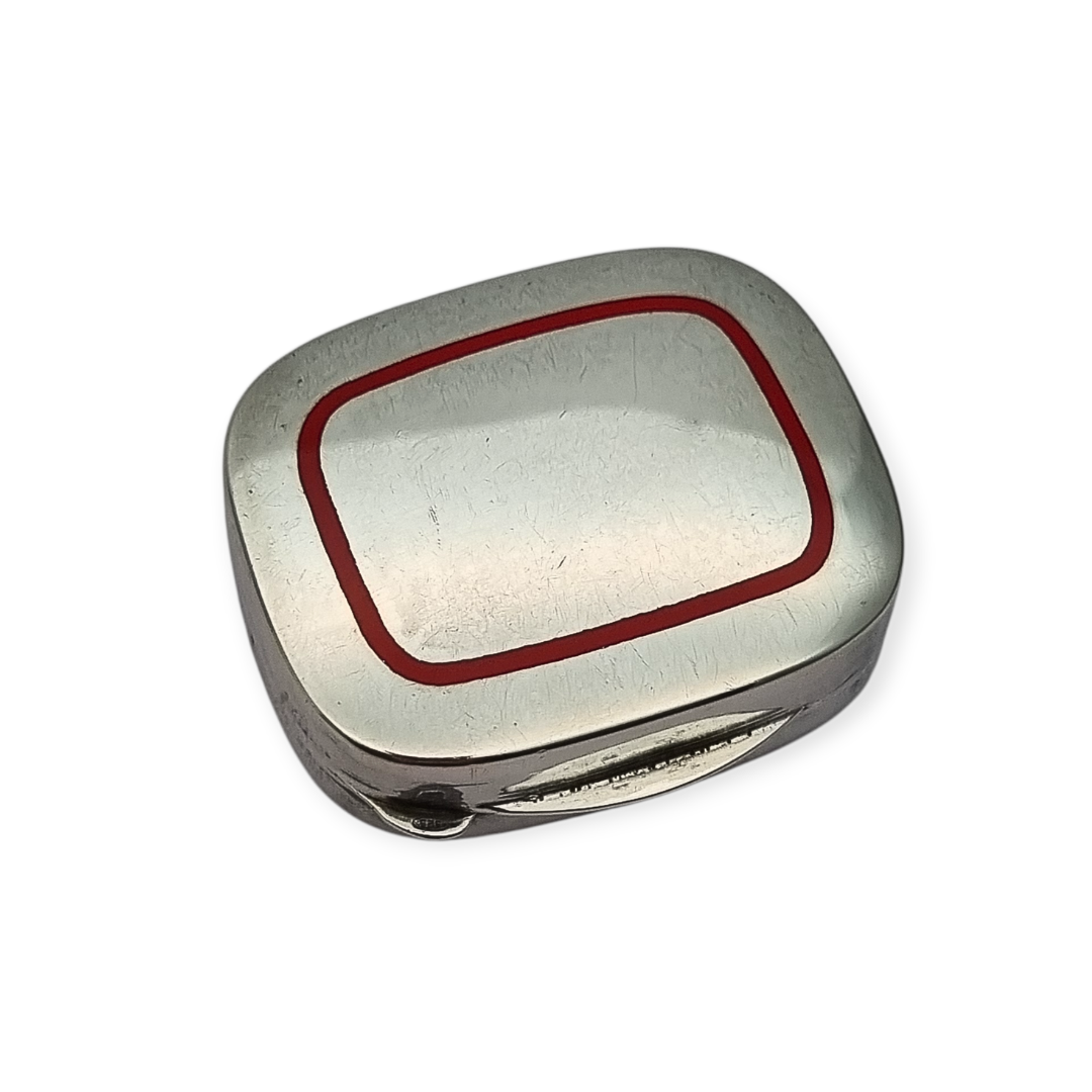 Classic style 925 silver box with red enamel, Italy circa 1970-80