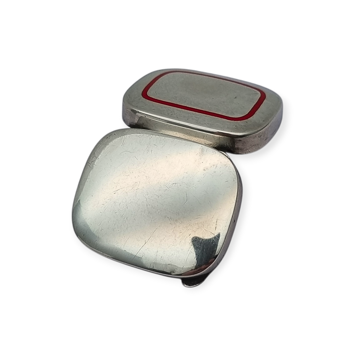 Classic style 925 silver box with red enamel, Italy circa 1970-80