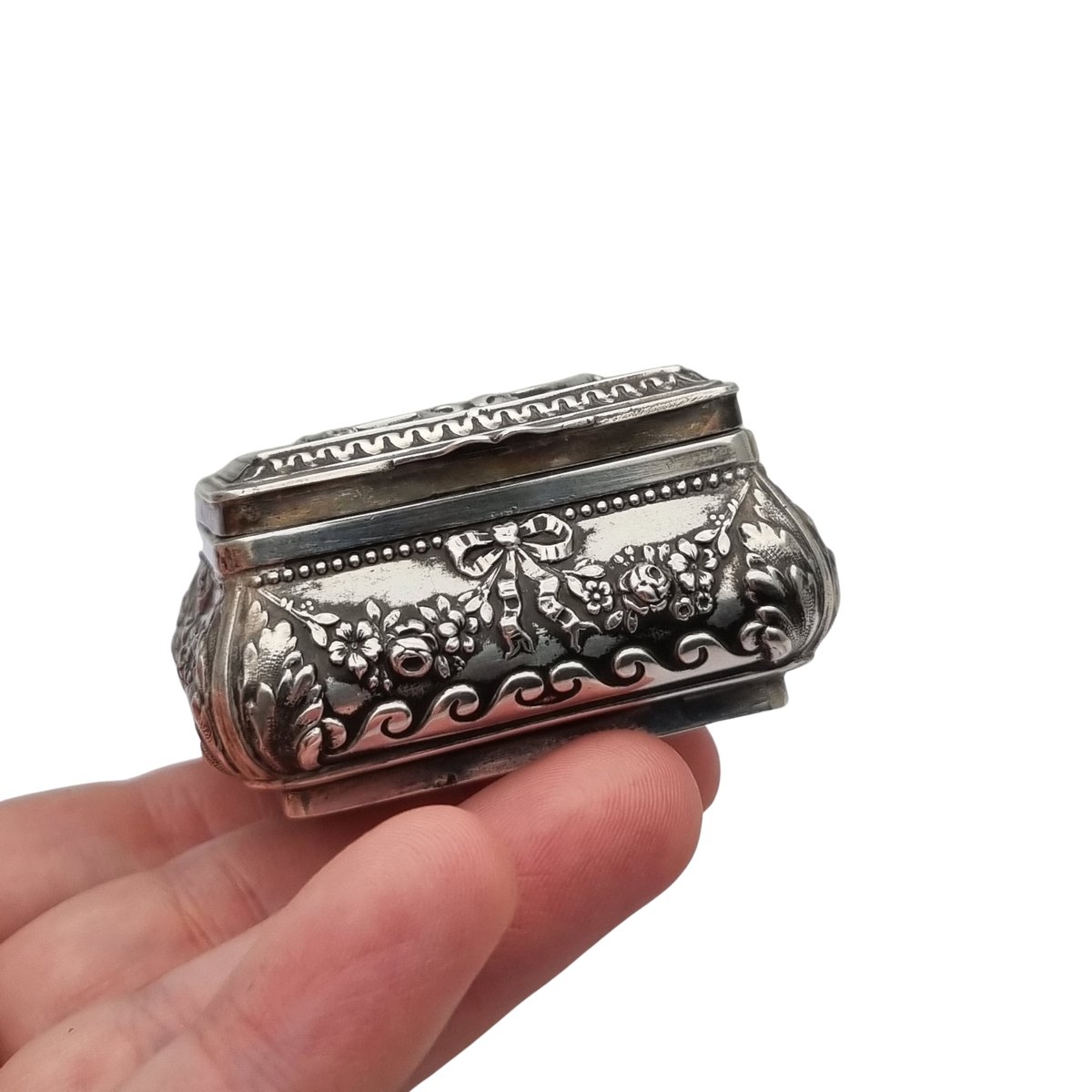 French Louis XVI Revival 950 silver gilt box, antique collector's piece, ca. 1880-1915