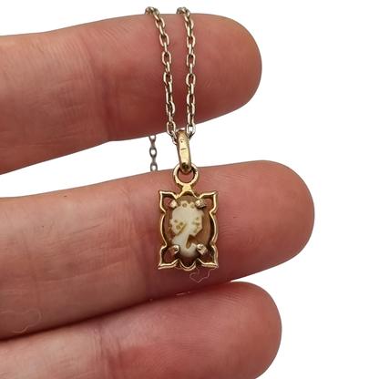 Shell cameo pendant and 925 silver chain, Europe, 20th century