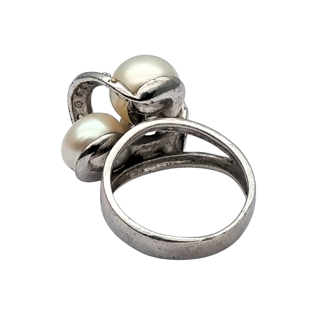 Anillo vintage de plata 925 con perlas y circonitas circa 1980-90