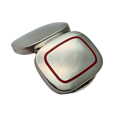 Classic style 925 silver box with red enamel, Italy circa 1970-80