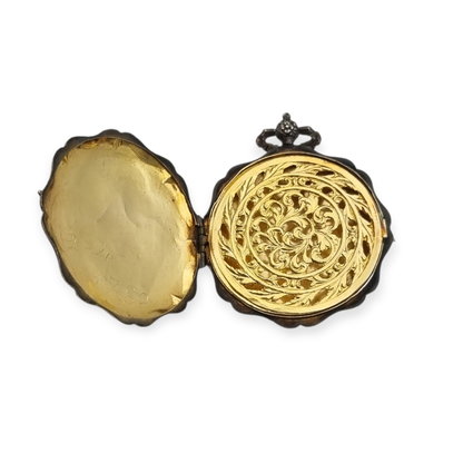 Vinaigrette francesa plata vermeil decoración floral grabada circa 1840-1878