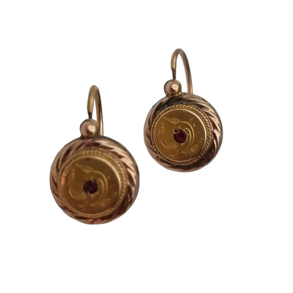 Pendientes belle epoque dorados cristal rubí regalos únicos joyería antigua.