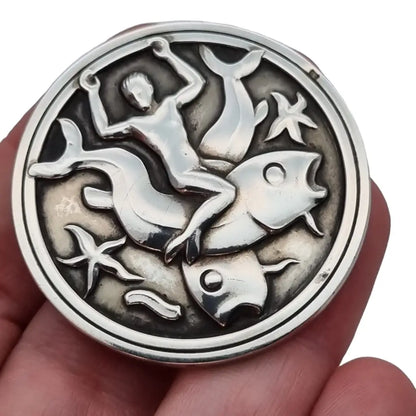 Broche Georg Jensen #285 plata Arno Malinowski Merman & Fish 1940.