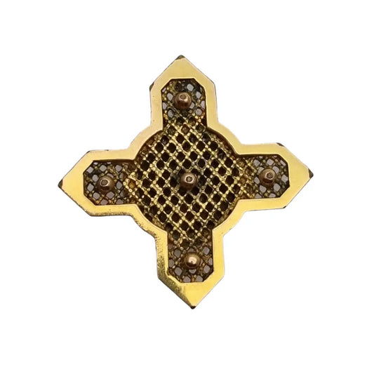 Vitafor cruz del norte dorada vintage con piedra negra amuleto de la suerte.