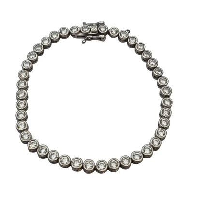 Pulsera vintage de plata 925 con circonitas blancas regalos para mujer.