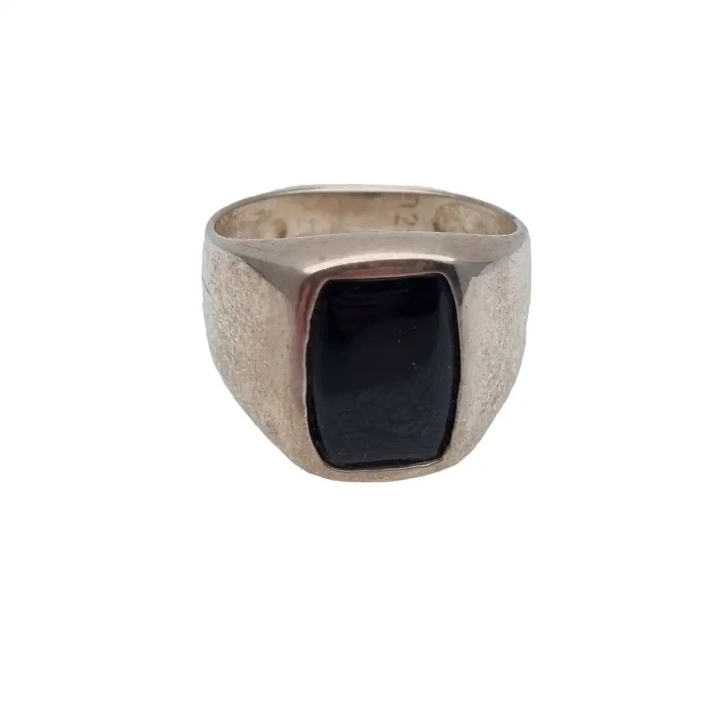 Anillo sello de ónix y plata 925 piedra rectangular joyería antigua vintage.