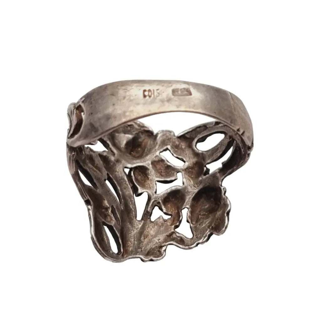 Anillo modernista de plata antiguo flores regalos originales. - LaBizarreSusu