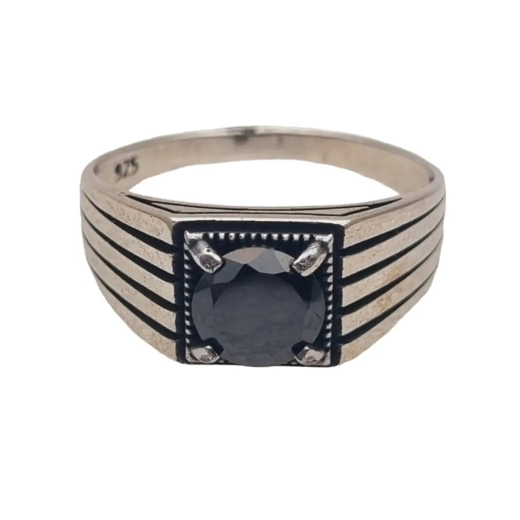 Anillo vintage de plata 925 con ónix negro 1980 joyería retro para hombre.