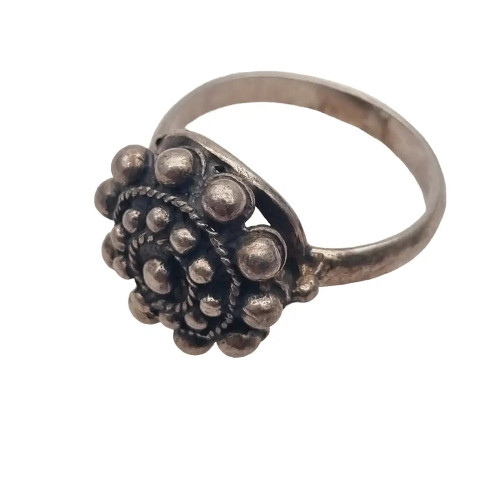 Anillo botón charro de plata anillos boho vintage para mujer ley.