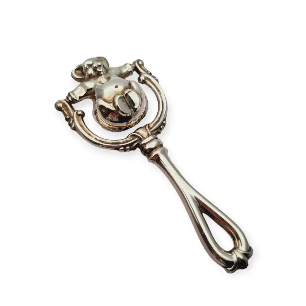 Spanish Rattle Antique silver rattle with rotating bear, Spanish brand Pedro Durán ...