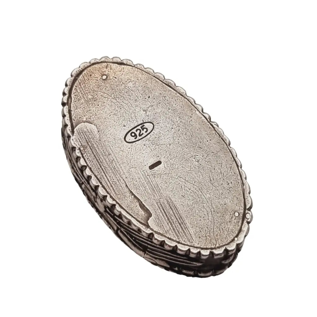 Caja ovalada italiana con cabeza de águila ojo pájaro en plata 925 713 VI.