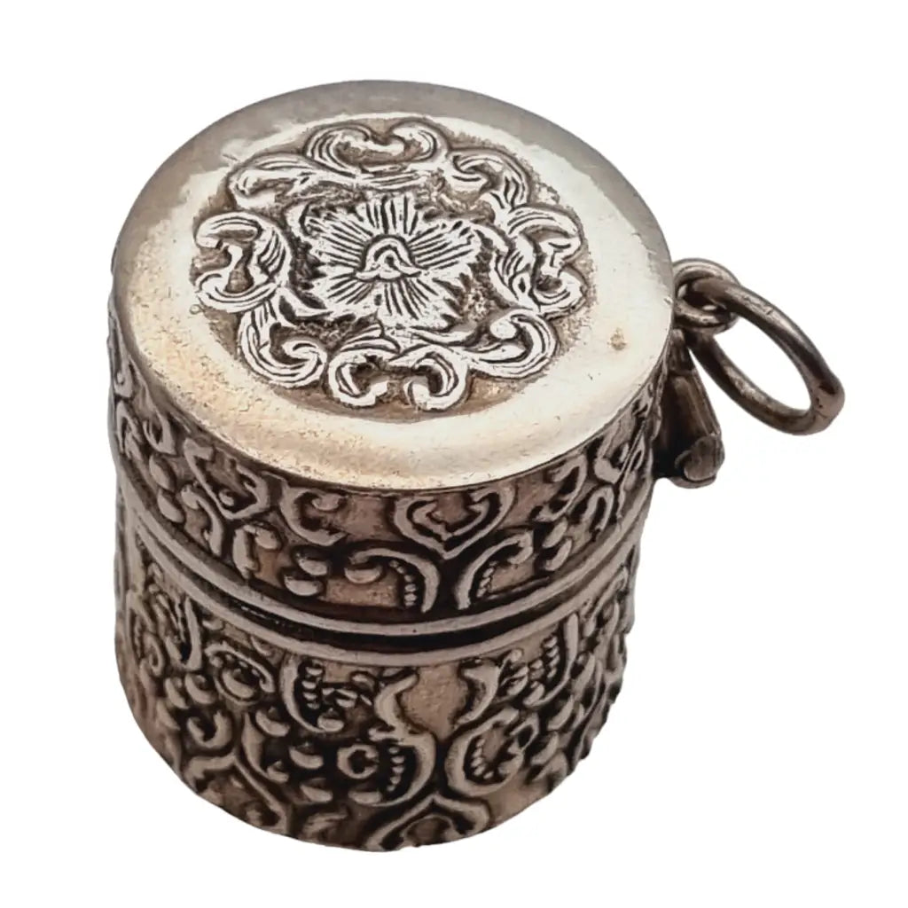 Antique sewing thimble box embossed in 925 silver for collectors ...
