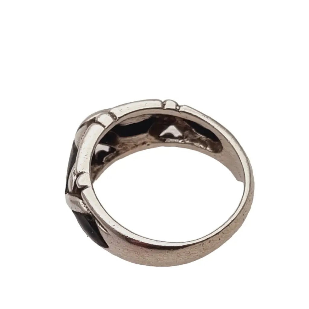 Anillo vintage de plata y esmalte negro trama x 925 regalos para mujer.