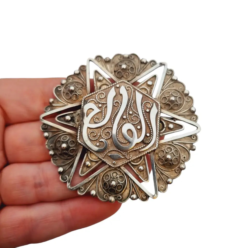 Broche antiguo otomano de plata joya islámica colgante boho étnico