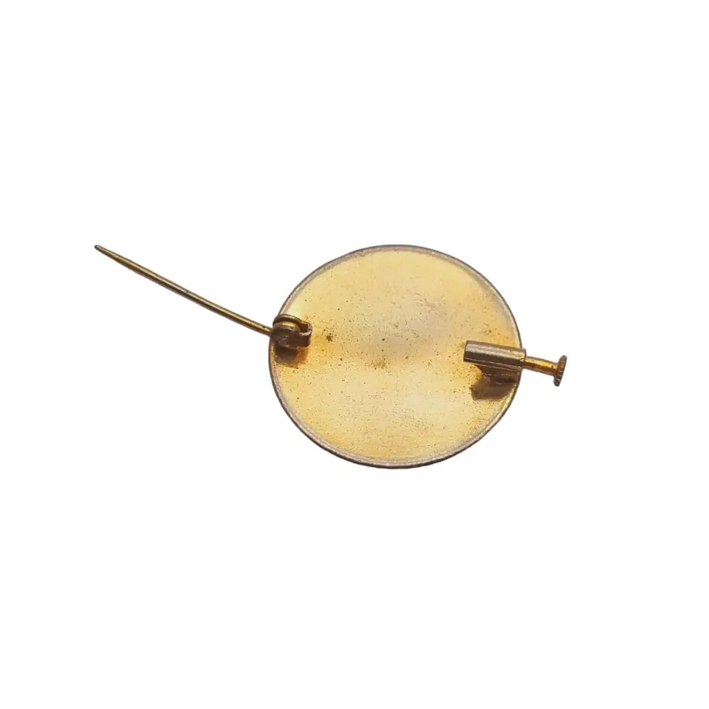 Broche antiguo damasquinado redondo oro toledo pin original joyería años 60.