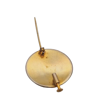 Broche antiguo damasquinado redondo oro toledo pin original joyería años 60.