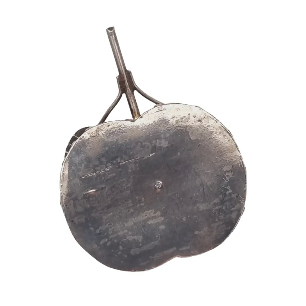 Caja manzana de plata antigua pastillero vintage fruta 50s coleccionismo.