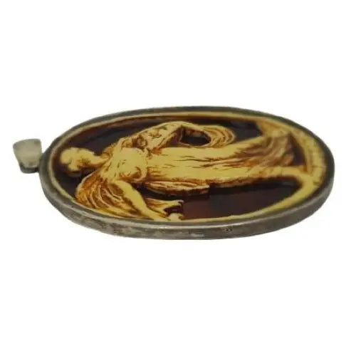 Camafeo Art Nouveau de la escena romana Medalla modernista plata alrededor