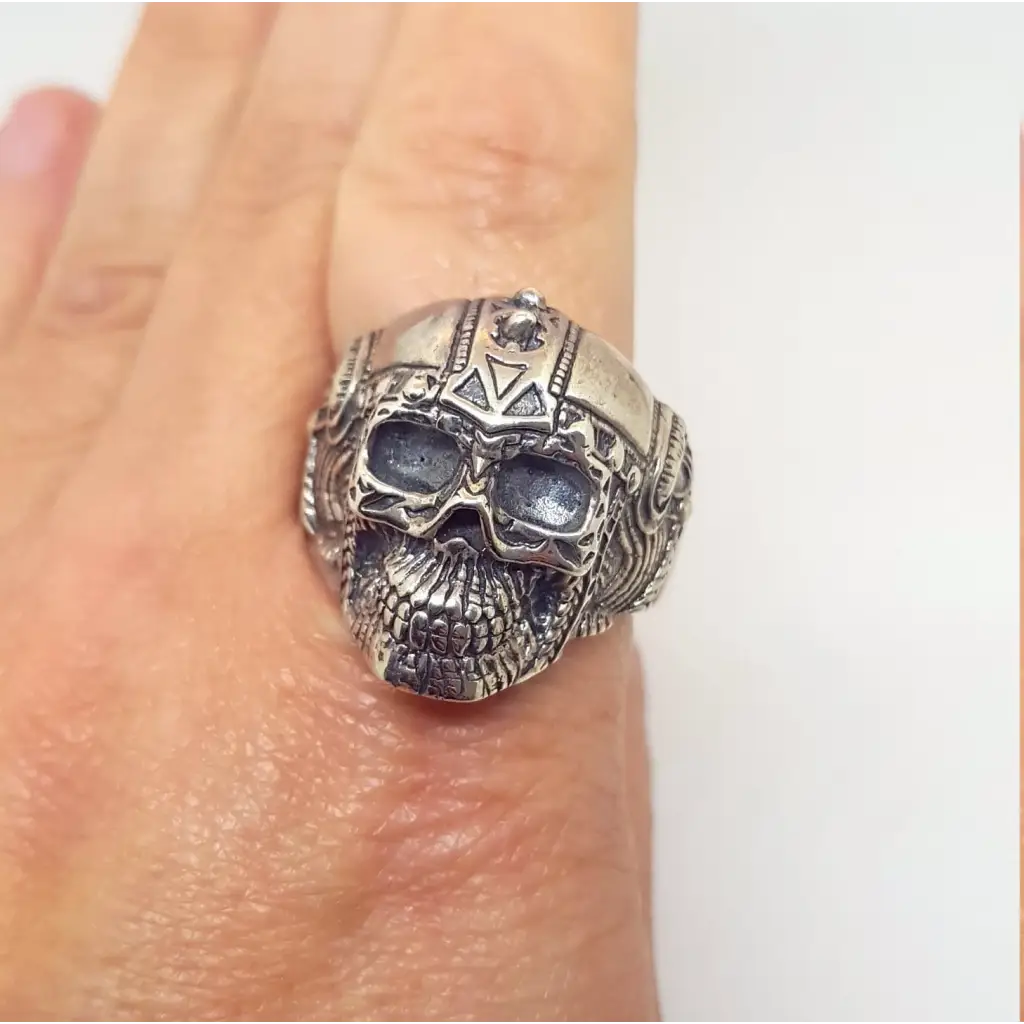 Anillo de calavera casco anillo plata ley para hombre talla