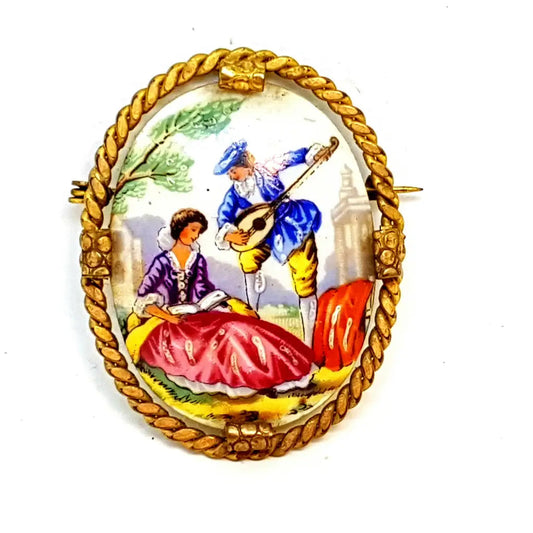 Regala una joya del arte francés broche de porcelana Limoges hecho y pintado