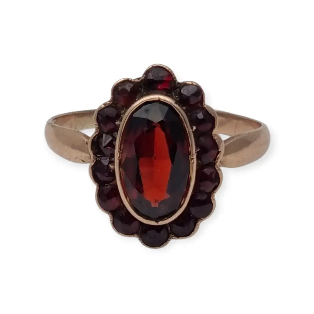 Anillo de granate rojo oro anillo 8k vintage compromiso