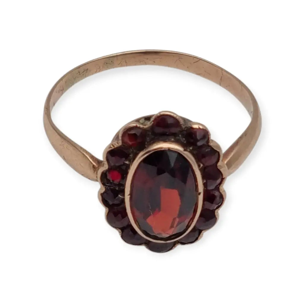 Anillo de granate rojo oro anillo 8k vintage compromiso