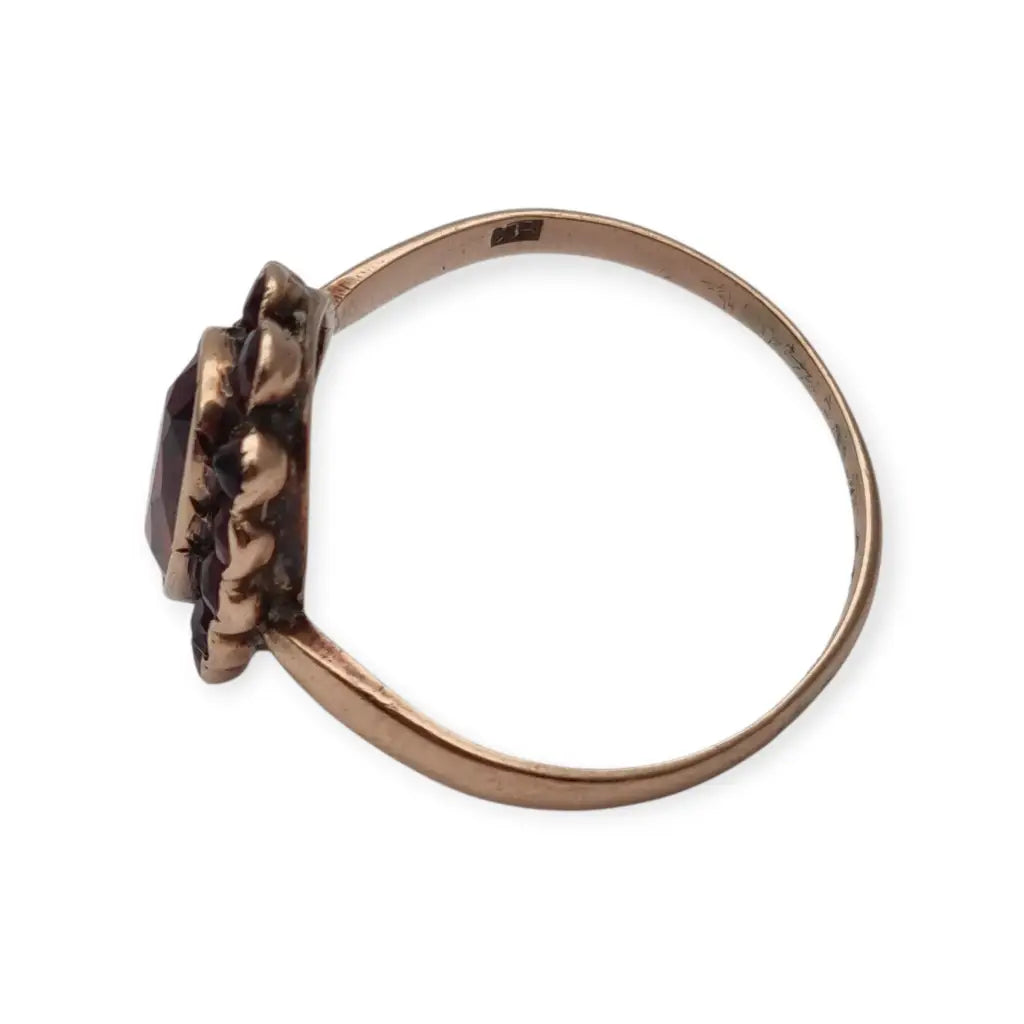 Anillo de granate rojo oro anillo 8k vintage compromiso