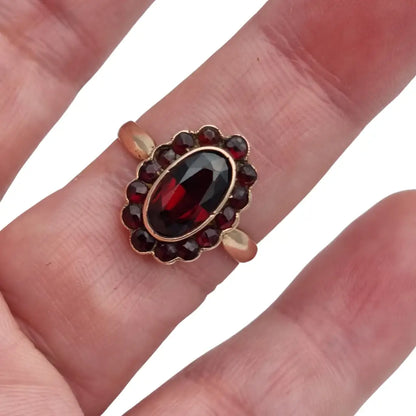 Anillo de granate rojo oro anillo 8k vintage compromiso